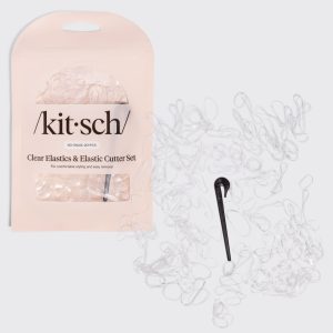 Clear & Black No-Snag Elastics 200pcs & Cutter Set